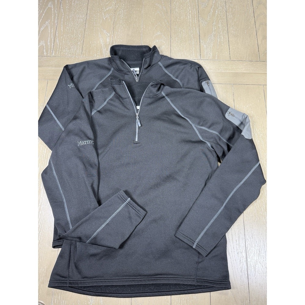 Marmot 1/4 Zip Fleece Pullover Jacket‎ Large Black  Sweater Hiking Base Layer